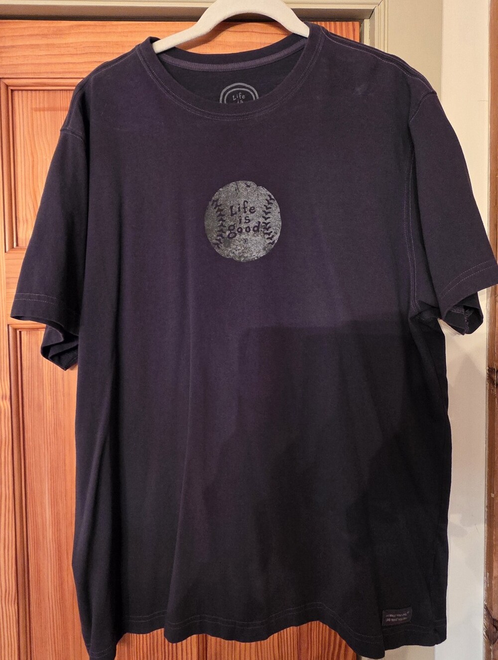 Life Is Good Men's Dark Gray Baseball Graphic Tee